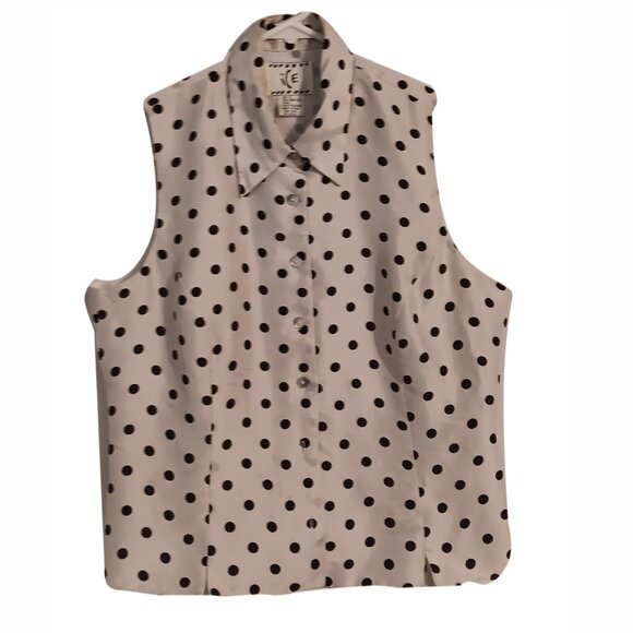 Ice Tops - ICE Silk Sleeveless White and Black Blouse Size Small